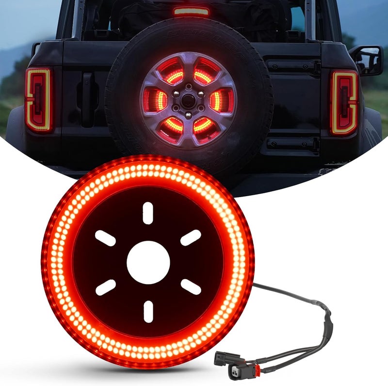 SUPAREE 400PCS LED Third Brake Light for Fo-rd Bronco 2021-2024, Spare Tire Brake Light with 3-Sided Bright Red, High-Mounted Plug & Play Rear Wheel Light, Compatible with 2/4 Door Bronco Accessories - Image 1